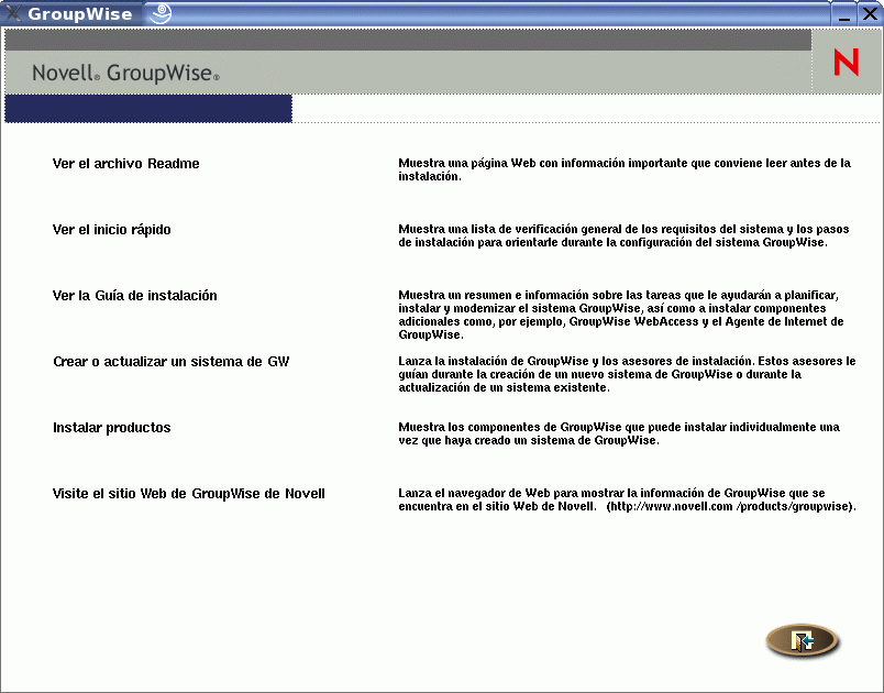 Programa de instalación de GroupWise en Linux