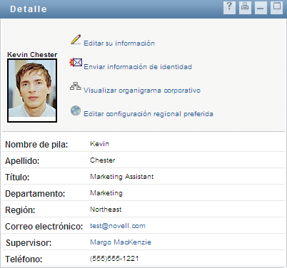 Página de información del perfil del usuario