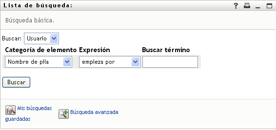 Búsqueda básica en la página Lista de búsqueda 