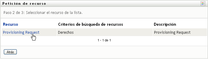 Página Petición de recurso 