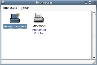Comparación de la carpeta Impresoras y faxes de Windows con la vista Impresoras de Novell Linux Desktop