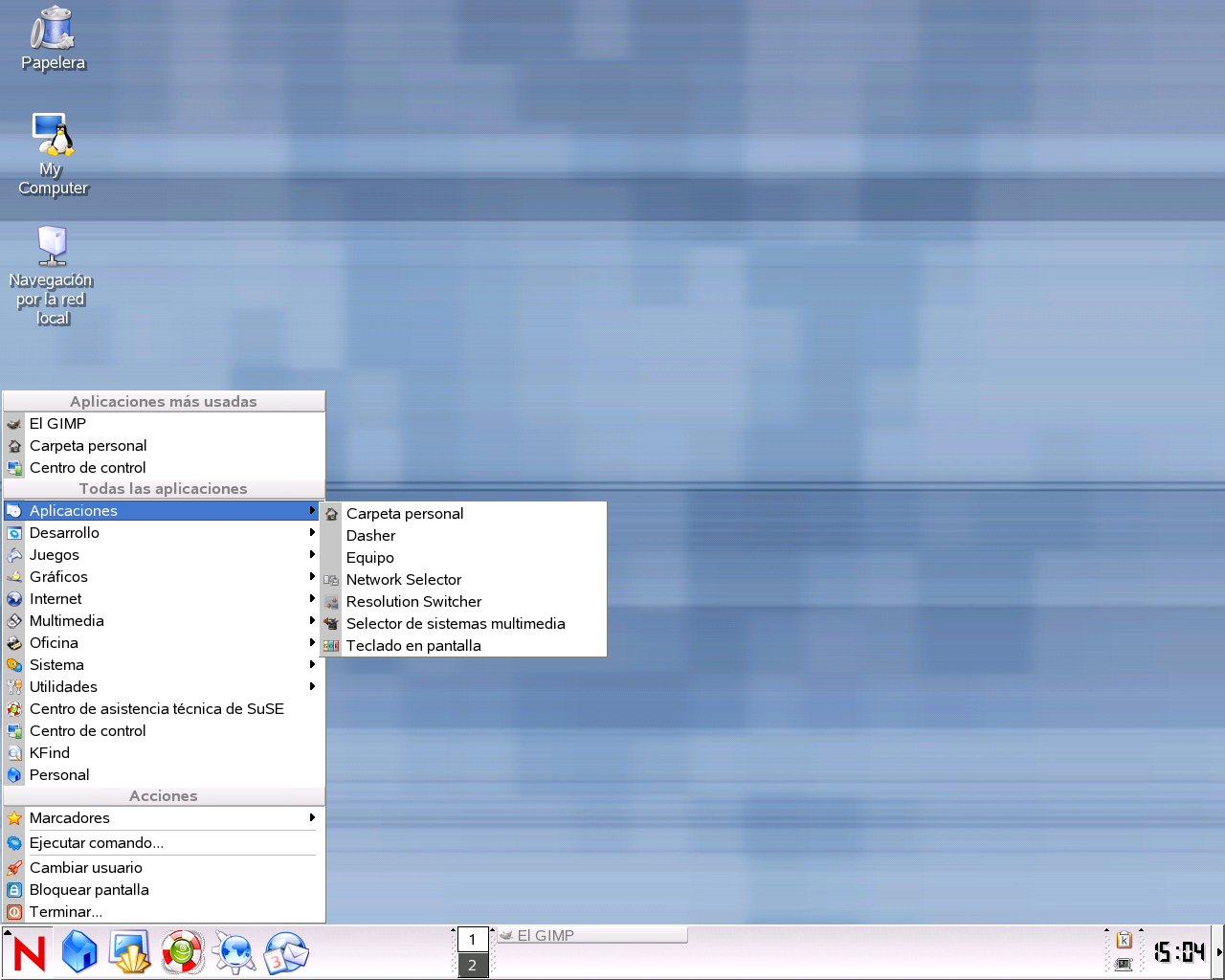 Menú Programas de Novell Linux Desktop