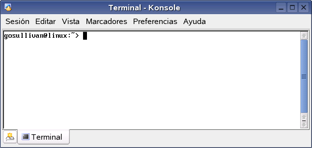 Comparación del indicador de la línea de comandos de Windows con Terminal de Novell Linux Desktop