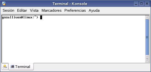 Comparacin del indicador de la lnea de comandos de Windows con Terminal de Novell Linux Desktop