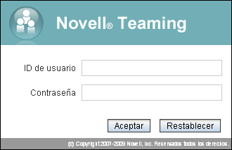 Pantalla de inicio de sesión