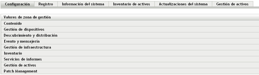 Página Configuración