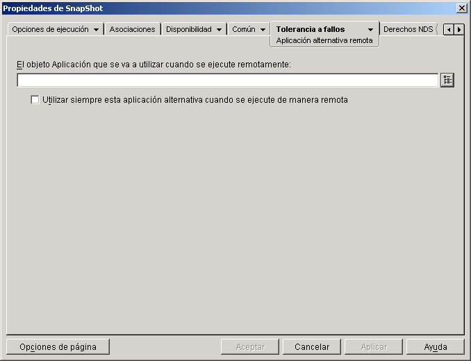 pgina Aplicacin alternativa remota del objeto Aplicacin