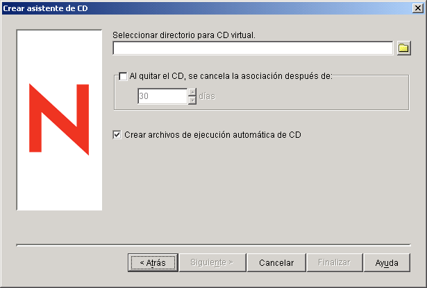 Crear asistente de CD: página Seleccionar directorio