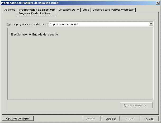 La pgina Programacin de directivas.