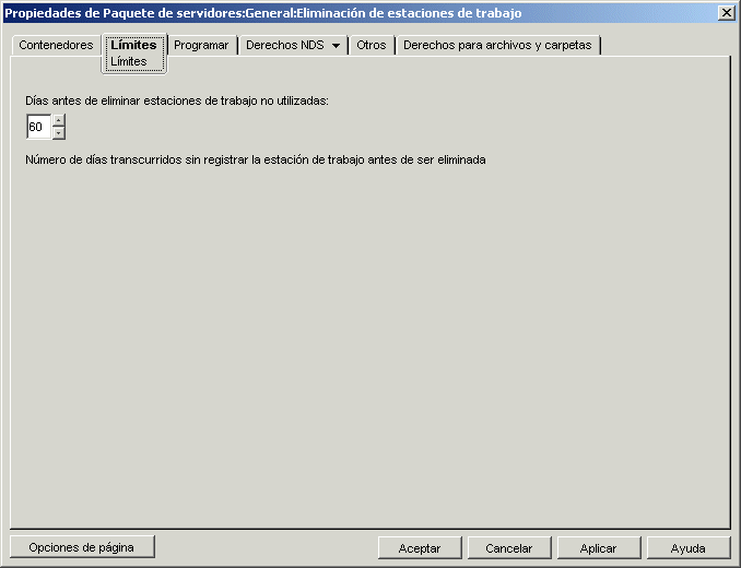 La pgina Lmites de la directiva de eliminacin de estaciones de trabajo.