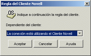 Recuadro de dilogo Regla del Cliente Novell