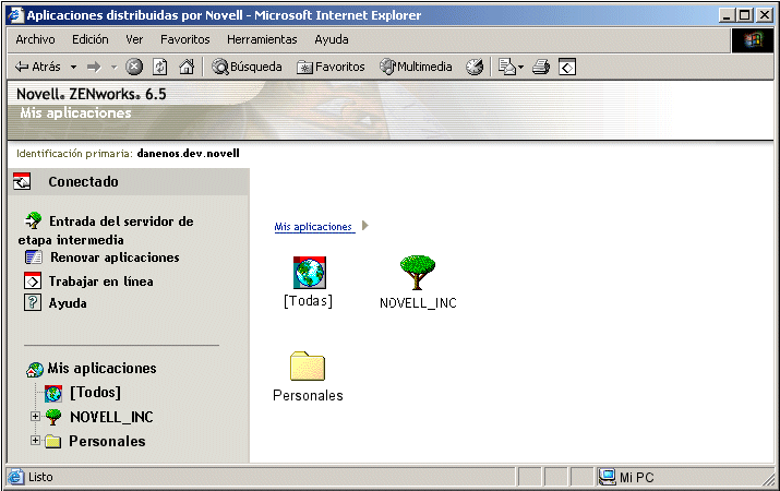Vista Navegador de aplicaciones