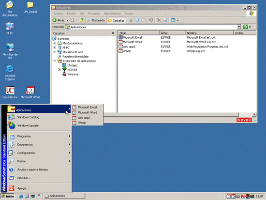 Ventana del Explorador de aplicaciones