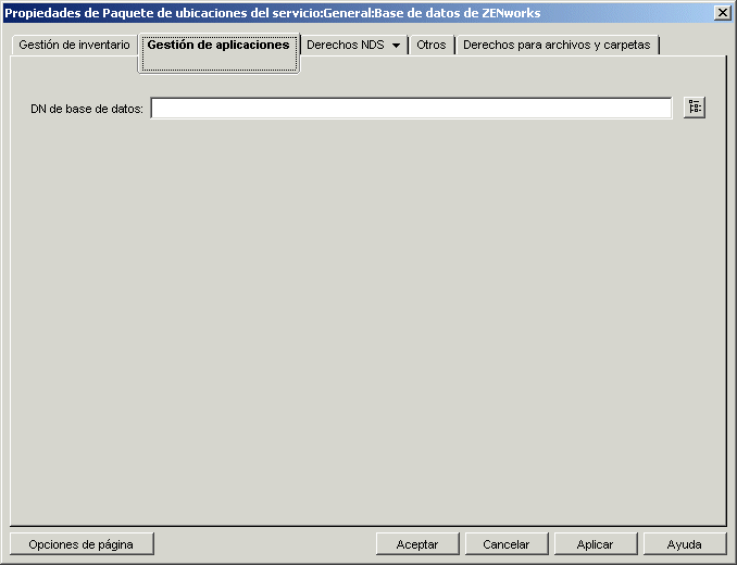 Pgina Base de datos de gestin de aplicaciones