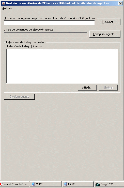 Recuadro de dilogo Utilidad del distribuidor de agentes
