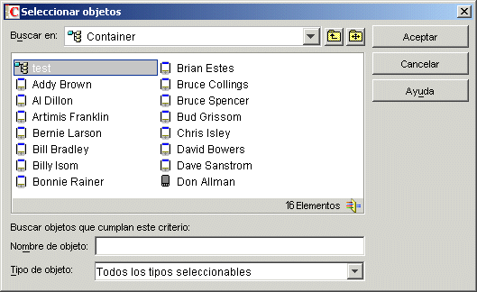 Recuadro de dilogo Seleccionar objetos