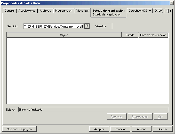 Pgina Estado de la aplicacin de un objeto Aplicacin