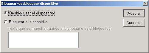 Recuadro de dilogo Bloquear/desbloquear dispositivo