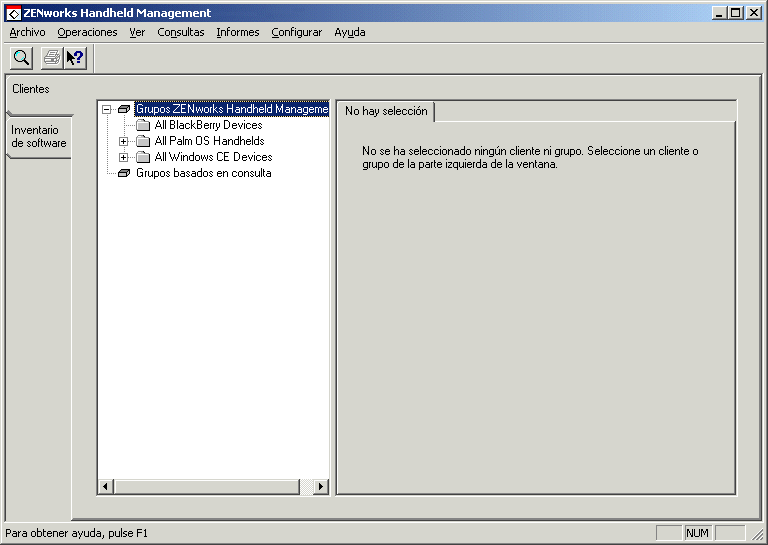 Visor del inventario de ZENworks Handheld Management