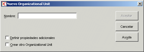 Recuadro de dilogo Nueva unidad administrativa