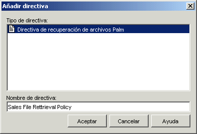 Recuadro de dilogo Aadir directiva