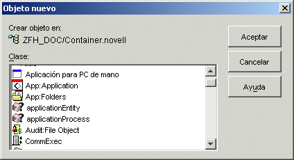 Recuadro de diálogo Objeto nuevo.