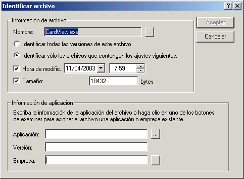 Recuadro de dilogo Identificar archivo