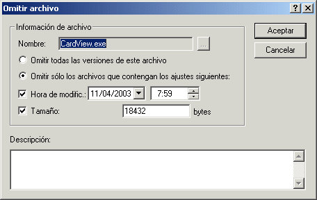Recuadro de dilogo Omitir archivo