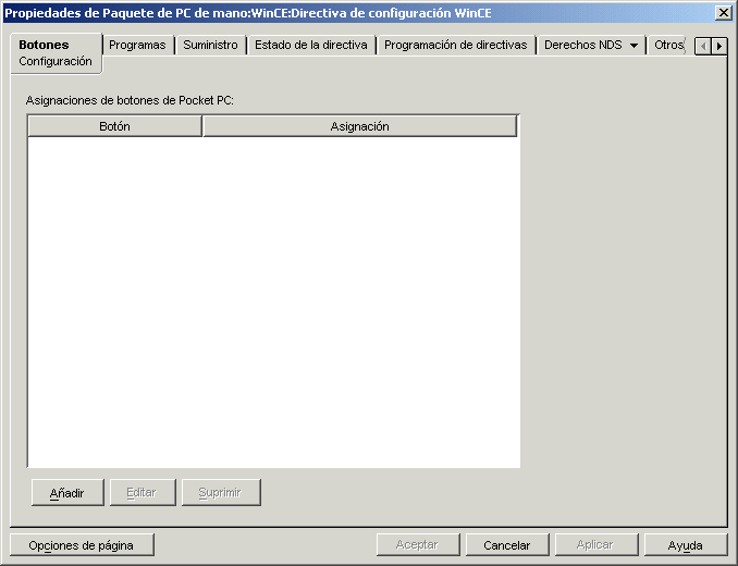 Recuadro de dilogo Propiedades del paquete de PCs de mano