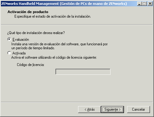 Recuadro de dilogo Activacin de producto