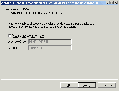 Recuadro de dilogo Acceso a NetWare