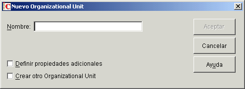 Recuadro de dilogo Nueva unidad administrativa
