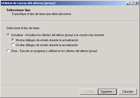 Recuadro de dilogo Utilidad de tareas del alterno (proxy)