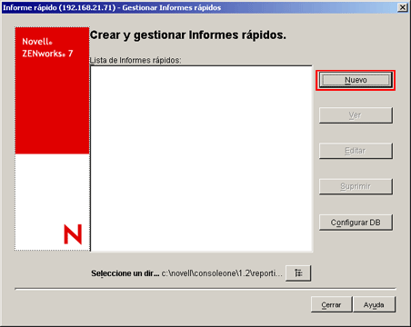 Creación de un informe rápido nuevo