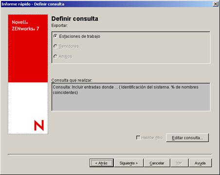 Página Definir consulta