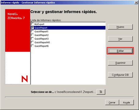 Modificación de un informe rápido