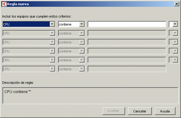 Recuadro de diálogo Regla nueva.