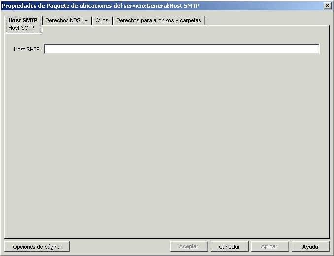 La página Host SMTP de la directiva de host SMTP.