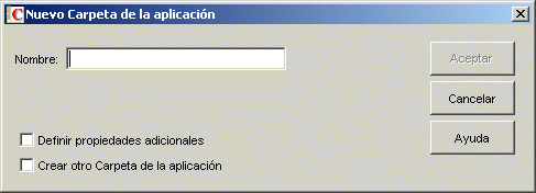 Recuadro de diálogo de nueva carpeta de aplicación