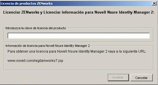 Recuadro de diálogo Licencias de productos