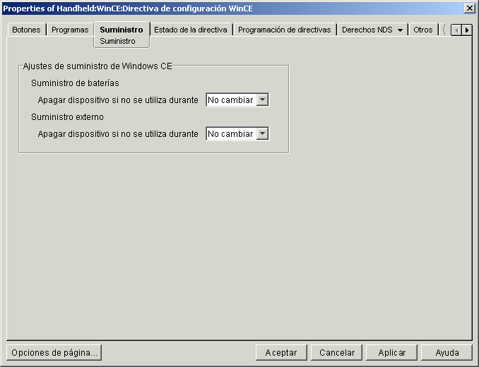 Captura de pantalla de la p�gina Suministro.