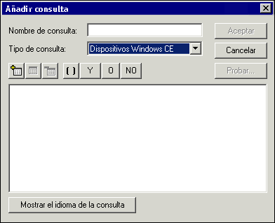 Captura de pantalla del recuadro de di�logo A�adir consulta.