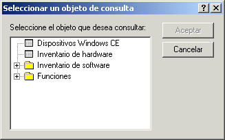 Captura de pantalla del recuadro de di�logo Seleccionar un objeto de consulta.