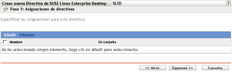 Página Asignaciones de directivas