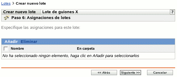 Paso 6 para crear un nuevo lote: Asignaciones de lotes