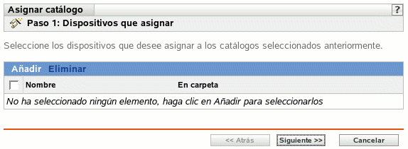 Página Dispositivos que asignar