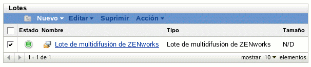 Pestaña Lotes: lotes disponibles