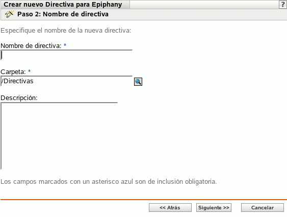 Página Nombre de directiva