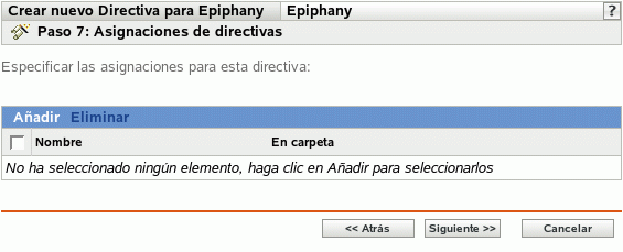 Página Asignaciones de directivas