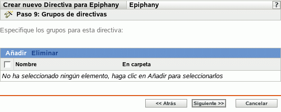 Página Grupos de directivas